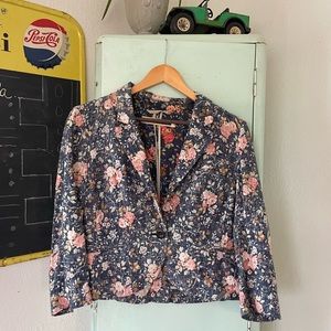 Anthropologie Daughters Of The Liberation Blazer, Linen,Floral, Size Small